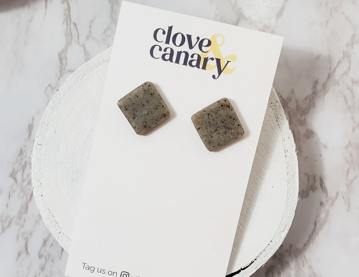 Dark Granite Diamond Stud Earrings